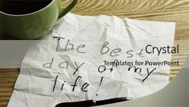  Presentation with napkin - Beautiful slide deck featuring magic morning coffee - message written on napkin mixed backdrop and a light gray colored foreground