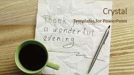  Presentation with napkin - Amazing presentation theme having magic morning coffee - message written on napkin mixed backdrop and a soft green colored foreground