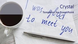  Presentation with napkin - PPT theme featuring magic morning coffee - message written on napkin background and a sky blue colored foreground
