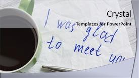  Presentation with napkin - Presentation design consisting of magic morning coffee - message written on napkin background and a light gray colored foreground