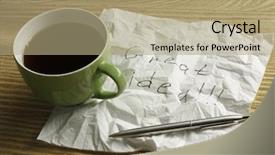  Presentation with table napkin aesthetic - Colorful presentation theme enhanced with magic morning coffee - message written on napkin backdrop and a  colored foreground