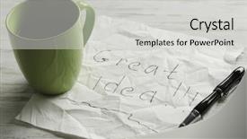  Presentation with napkin - Amazing slide deck having magic morning coffee - message written on napkin backdrop and a light gray colored foreground