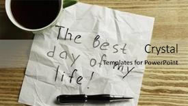  Presentation with napkin - Theme having magic morning coffee - message written on napkin background and a soft green colored foreground