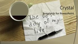  Presentation with napkin - Audience pleasing PPT theme consisting of magic morning coffee - message written on napkin backdrop and a mint green colored foreground