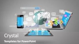  Presentation with artificial neural network structure fragment - Presentation theme enhanced with magic newtechnology with social network background and a gray colored foreground