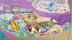  Presentation with oil lamp - Beautiful slide deck featuring magic-oil-lamp-on-top backdrop and a light blue colored foreground