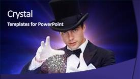  Presentation with top hat - Amazing presentation theme having magic performance circus show concept backdrop and a navy blue colored foreground