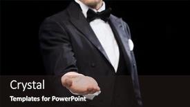  Presentation with magic show - PPT theme having magic performance circus show and advertisement concept - magician holding something on palm of his hand background and a dark gray colored foreground