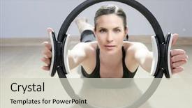  Presentation with aerobics - Colorful slide set enhanced with magic pilates ring woman aerobics backdrop and a soft green colored foreground