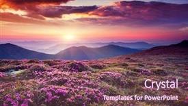  Presentation with pink sky - Slide deck featuring magic pink rhododendron flowers on summer mountain dramatic overcast sky carpathian ukraine europe beauty world background and a violet colored foreground
