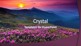  Presentation with magic garden - Presentation theme with magic pink rhododendron flowers background and a ocean colored foreground