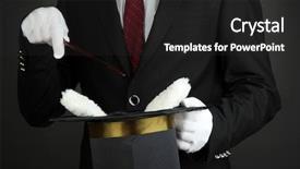  Presentation with performance - Slide deck featuring magic rabbit - magician performance on dark background background and a dark gray colored foreground