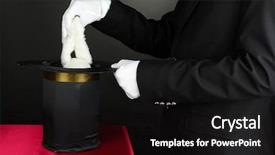  Presentation with performance - Slide deck enhanced with magic rabbit - magician performance on dark background background and a black colored foreground