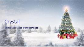  Presentation with christmas magic - Presentation design consisting of magic shiny christmas tree background and a sky blue colored foreground