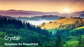  Presentation with mountain - Cool new theme with magic sunset - fantastic morning mountain landscape overcast backdrop and a ocean colored foreground