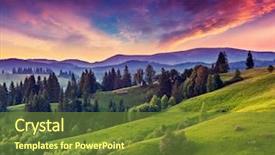  Presentation with landscape maintenance work - Colorful PPT theme enhanced with magic sunset - majestic mountain landscape with colorful backdrop and a tawny brown colored foreground