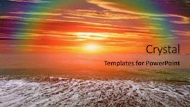  Presentation with sea rainbow - Colorful presentation enhanced with magic sunset - nice landscape with rainbow backdrop and a gold colored foreground