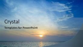  Presentation with sunrise - Slide deck featuring magic sunset - sunrise at sea on beach background and a light blue colored foreground