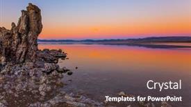  Presentation with towers - Audience pleasing slide deck consisting of magic-sunset-on-the-lake backdrop and a tawny brown colored foreground