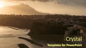  Presentation with magic - Presentation design having magic-sunset-over-procida-island background and a tawny brown colored foreground