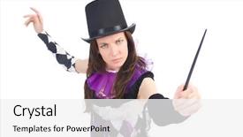  Presentation with magician - Slides with revolving - revolver handgun ammunition front view background and a white colored foreground.