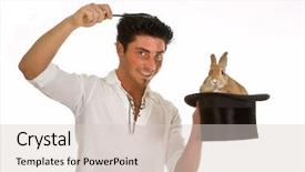  Presentation with magic wand - Amazing PPT theme having magic wand above a rabbit backdrop and a lemonade colored foreground