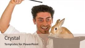  Presentation with magic wand - Presentation design featuring magic wand and a rabbit background and a soft green colored foreground