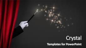  Presentation with magic wand - PPT theme having magician - magic wand on stage advertisement background and a dark gray colored foreground