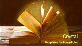  Presentation with book of magic mystical - PPT theme consisting of magical book on bright background background and a tawny brown colored foreground
