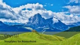  Presentation with magical - PPT theme with magical-dolomites-mountains-famous-alpine background and a gold colored foreground