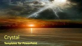  Presentation with magical - Cool new presentation design with magical evening on the ocean backdrop and a tawny brown colored foreground