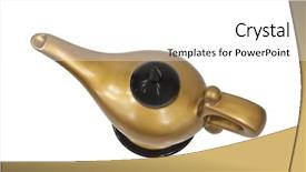  Presentation with magical - PPT theme featuring magical golden genie lamp isolated on white background and a white colored foreground