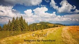  Presentation with magical - Presentation theme having magical-mountain-landscape background and a gold colored foreground