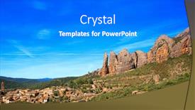  Presentation with nature village - Presentation theme having magical-nature-of-spain-aguero background and a  colored foreground