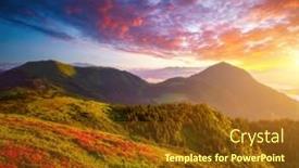  Presentation with magical - Amazing slides having magical-summer-scene-with-flowering backdrop and a tawny brown colored foreground