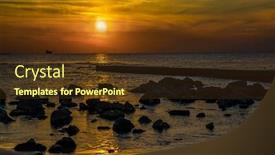  Presentation with sunset coast of the sea - Colorful slide deck enhanced with magical-sunset-in-caesarea backdrop and a tawny brown colored foreground