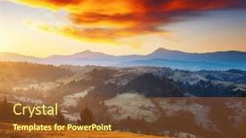  Presentation with inspiring - Presentation theme enhanced with magical-sunset-in-the-mountains background and a tawny brown colored foreground