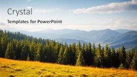  Presentation with summer trees - Theme with magical-view-of-forested-mountains background and a light blue colored foreground