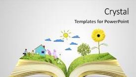  Presentation with magic book - Presentation theme enhanced with magical world of reading open background and a white colored foreground