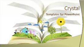  Presentation with magic book - Presentation theme with magical world of reading open background and a cream colored foreground