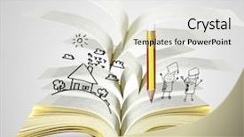  Presentation with magic book - PPT theme with magical world of reading open background and a light gray colored foreground