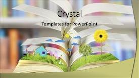  Presentation with magic book - Slides featuring magical world of reading open background and a soft green colored foreground