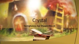  Presentation with magic book - PPT layouts consisting of magical world reading - old magic fairytale book background and a gold colored foreground