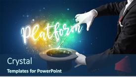  Presentation with magician - Cool new PPT theme with magician-hand-conjure-with-wand backdrop and a ocean colored foreground