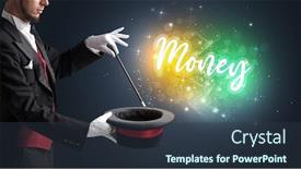  Presentation with magician - Audience pleasing presentation consisting of magician-hand-conjure-with-wand backdrop and a tawny brown colored foreground