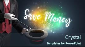  Presentation with save - Amazing presentation theme having magician-hand-conjure-with-wand backdrop and a tawny brown colored foreground