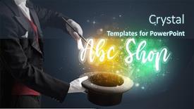  Presentation with abc - PPT theme consisting of magician-hand-conjure-with-wand background and a tawny brown colored foreground