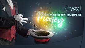  Presentation with magician - Presentation theme consisting of magician-hand-conjure-with-wand background and a tawny brown colored foreground