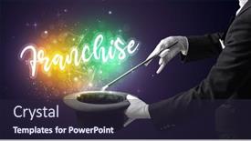  Presentation with franchise - Colorful slide deck enhanced with magician-hand-conjure-with-wand backdrop and a wine colored foreground