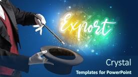  Presentation with export - Colorful slide set enhanced with magician-hand-conjure-with-wand backdrop and a ocean colored foreground